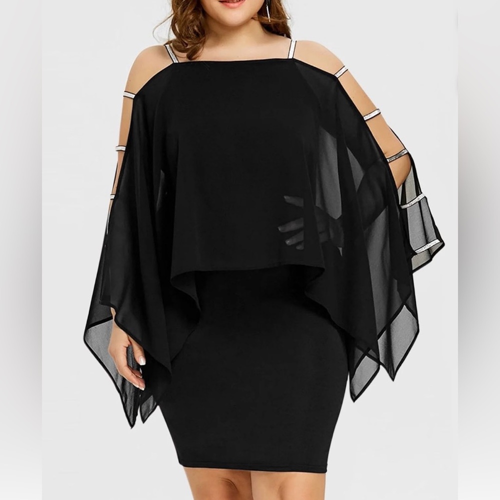 Prelude Embellished Cold Shoulder Dress XL Black Like New